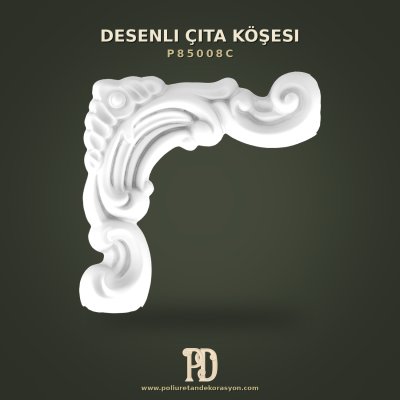 Klasik Motifli Poliüretan Desenli Çıta Köşesi 17x17 cm