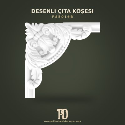 Dekoratif Oymalı Poliüretan Desenli Çıta Köşesi 38x38 cm