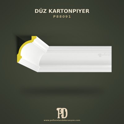 Kavisli Düz Poliüretan Tavan Kartonpiyeri 11x15 cm