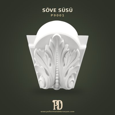 Akant Motifli Poliüretan Söve Süsü Kilit Taşı 21x23x27 cm
