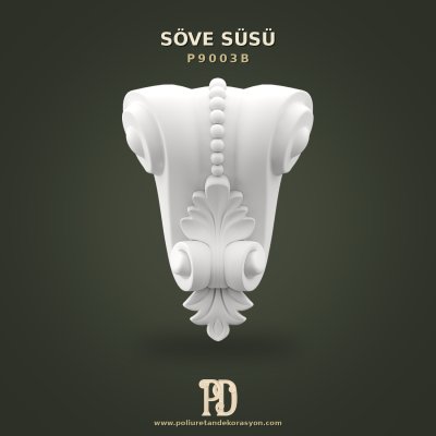 Poliüretan Söve Süsü Boncuklu ve Oymalı Kilit Taşı 8x18x23 cm