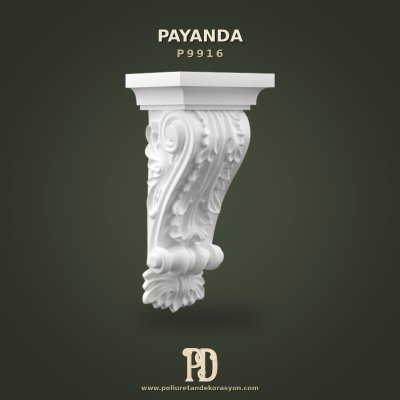 Kıvrımlı Volüt Motifli Poliüretan Payanda 13x31 cm