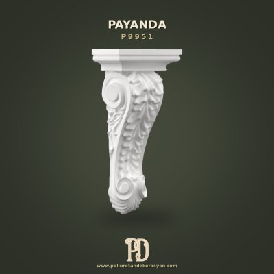 Akant Yapraklı Oymalı Poliüretan Payanda 10x15x37 cm