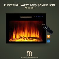 Poliüretan Dekoratif Şömine İçi Yapay Ateş Aksesuarı 15x81x87 cm