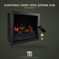 Elektrikli Yapay Ateş Ünitesi + Şömine Uyumlu + 750x627x220 mm